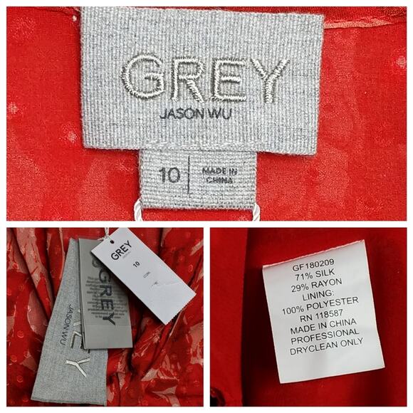 GREY Jason Wu Clip Dot Tie Blouse - Size 10 - NWT - Picture 8 of 9